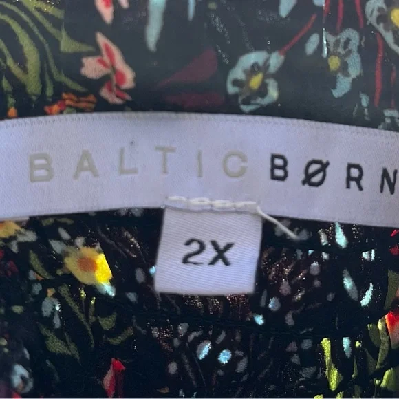 Baltic Born Women’s Black & Floral Print Lena Tiered Midi Dress Size 2X Smocked - Picture 6 of 9